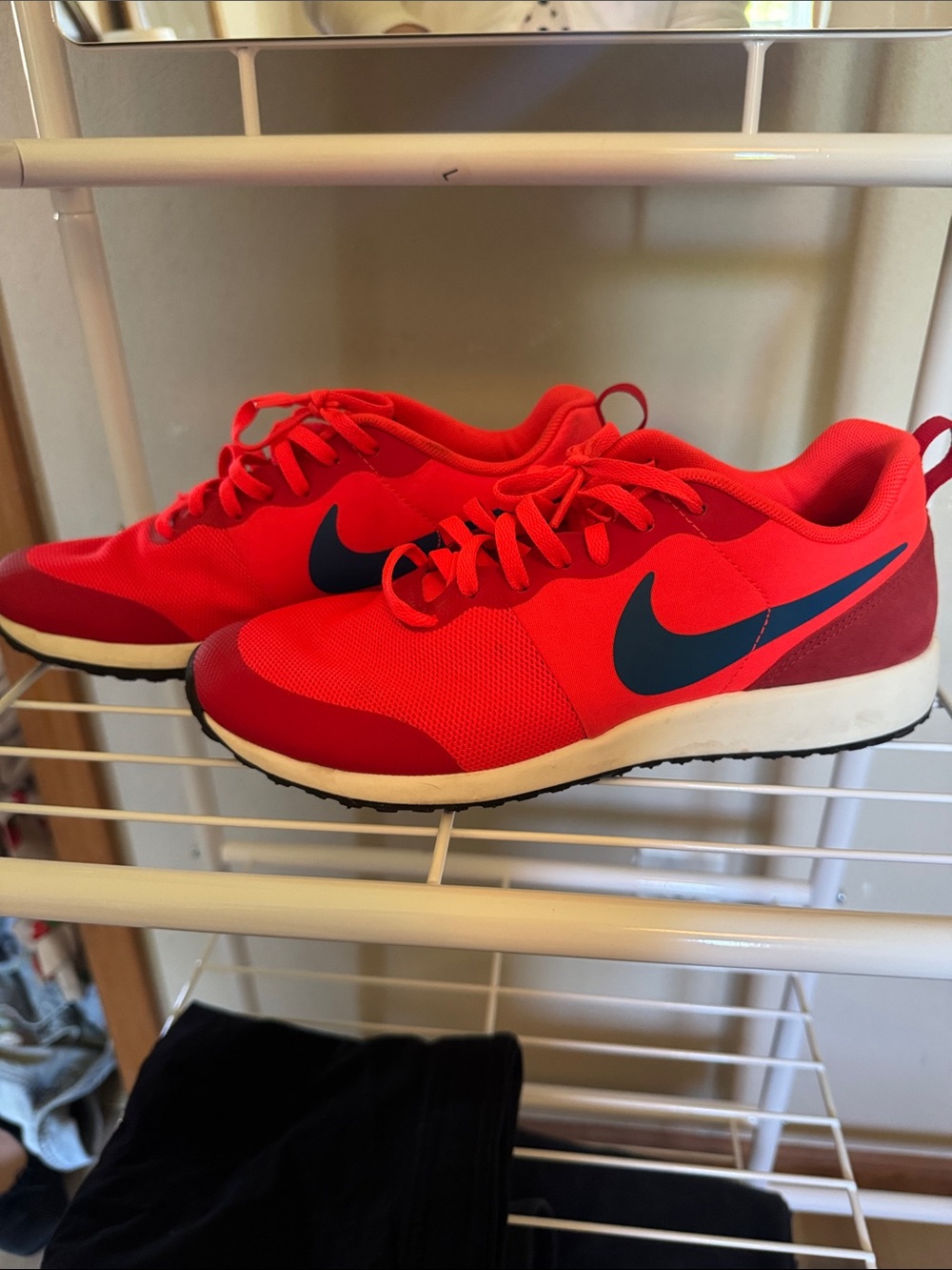 Nike Bright Red Sneakers with Navy Swoosh